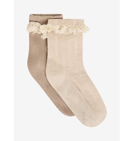 HUTTEliHUT Wool Lace Socks 2-Pack Camel Melange