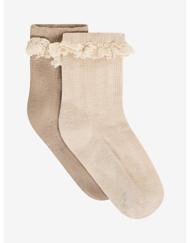 HUTTEliHUT Wool Lace Socks 2-Pack Camel Melange