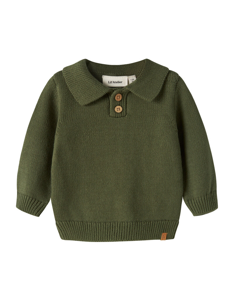 Lil' Atelier Olo Knit Polo Baby Cypress