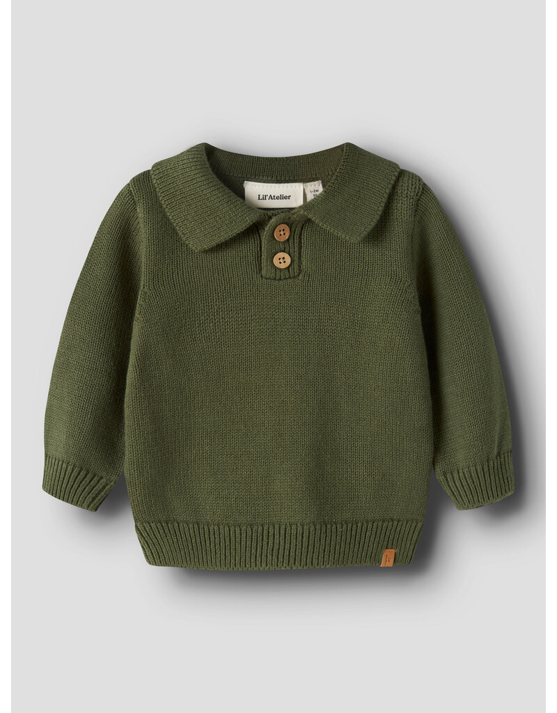 Lil' Atelier Olo Knit Polo Baby Cypress