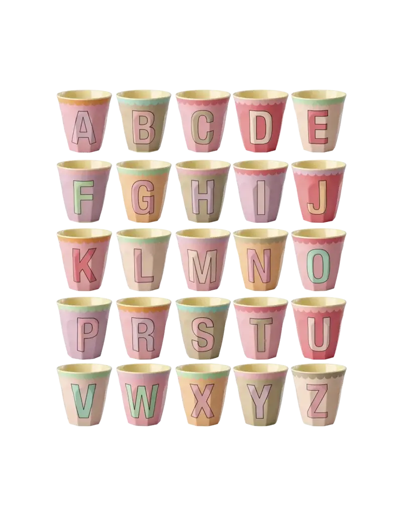 Rice Melamine Alfabet Beker Vintage Pink