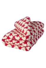 Rice Quilted Plaid in Heart Pattern - Cream and red
