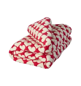 Rice Quilted Plaid in Heart Pattern - Cream and red