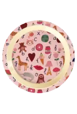 Rice Melamine Kids Lunch Plate with Pink ABC