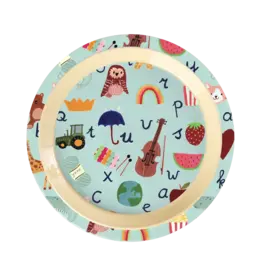 Rice Melamine Kids Lunch Plate with Blue