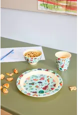 Rice Melamine Kids Lunch Plate with Blue