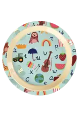 Rice Melamine Kids Lunch Plate with Blue