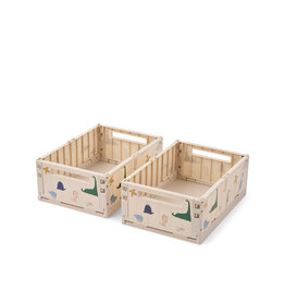 Liewood Weston Printed Storage Box M 2-pack Dino Roar Sandy
