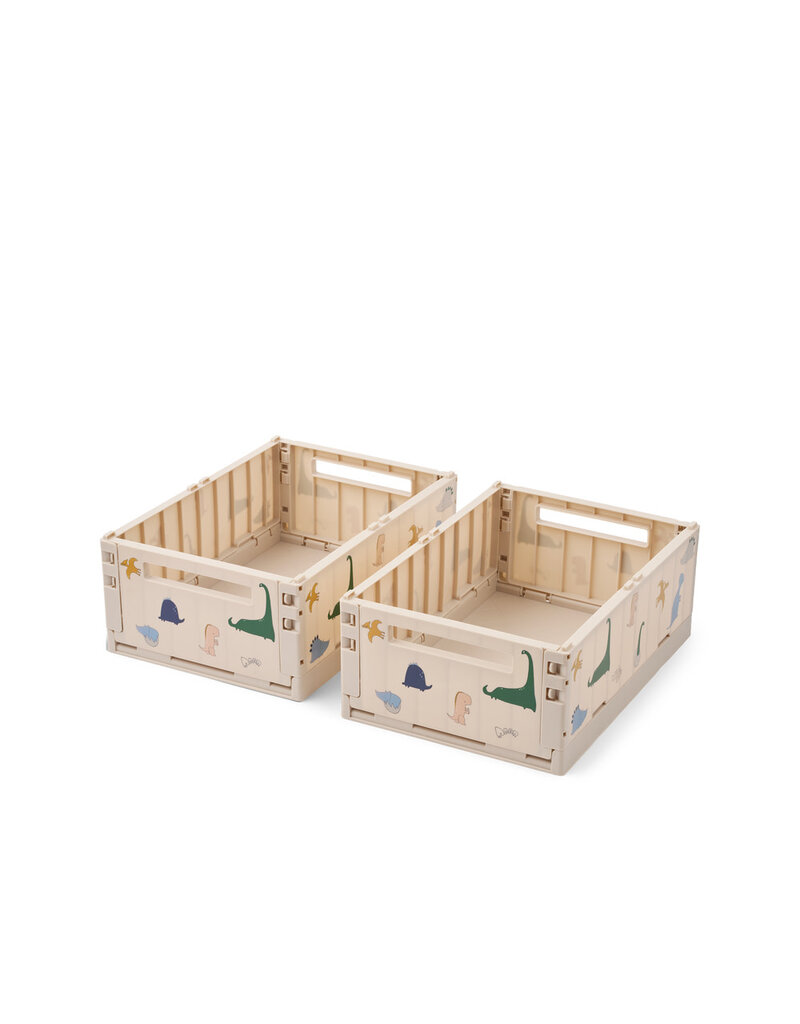 Liewood Weston Printed Storage Box M 2-pack Dino Roar Sandy