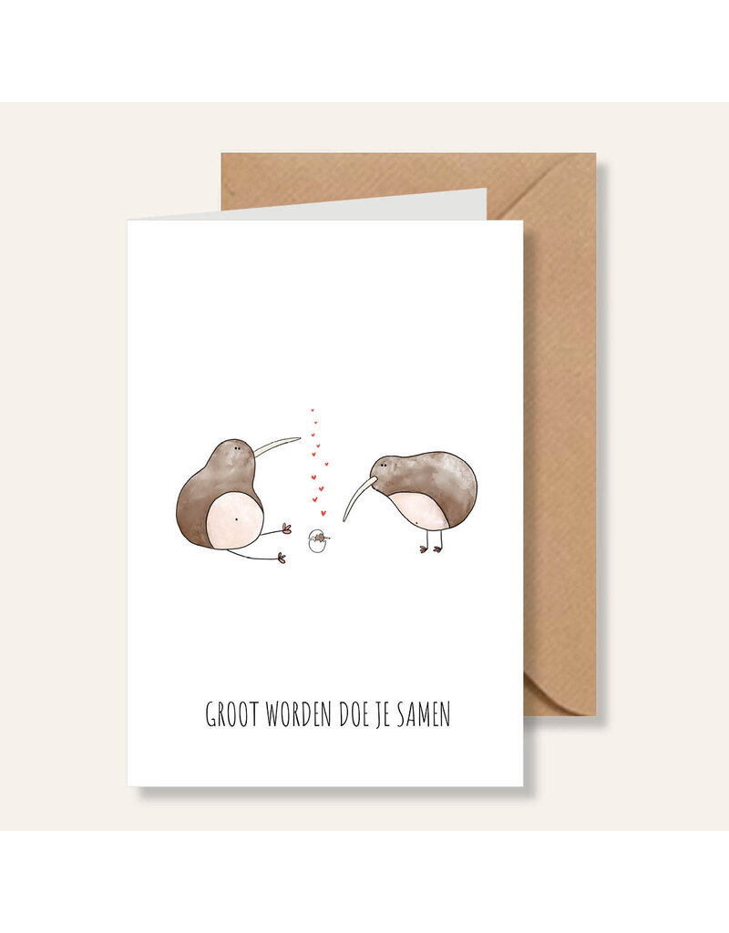 Juulz Illustrations & Design Gevouwen Kaart - Geboorte Kiwi