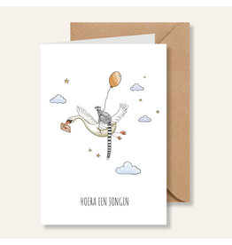 Juulz Illustrations & Design Gevouwen Kaart - Zwaan Jongen