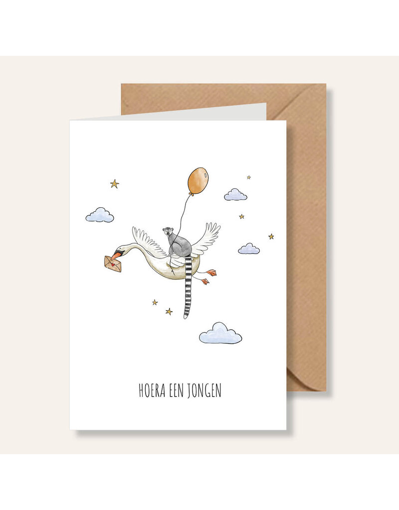 Juulz Illustrations & Design Gevouwen Kaart - Zwaan Jongen