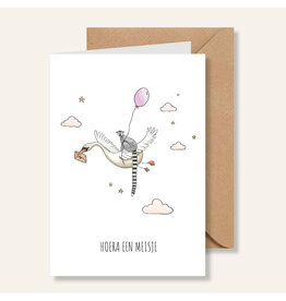 Juulz Illustrations & Design Gevouw Kaart - Zwaan Meisje