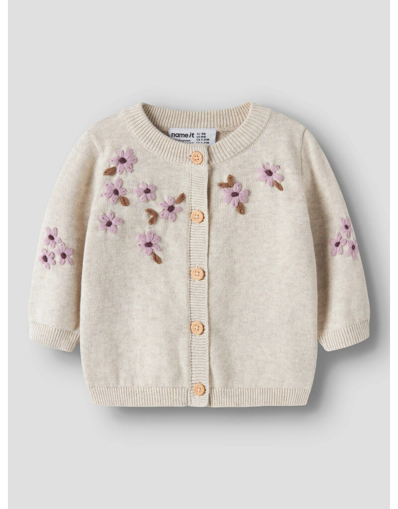 name it Rucca Knit Cardigan Peyote Melange