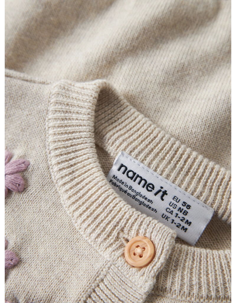 name it Rucca Knit Cardigan Peyote Melange