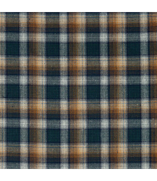 Poppy Recycled Fine Check Blue-Brown-White