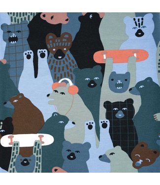 Katia Fabrics Jersey Skate Camo Bears