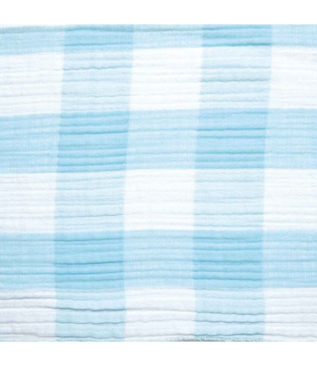 Katia Fabrics Summer Mousseline Vichy Aqua & White