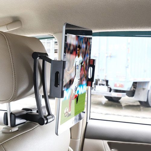Outletshoponline.nl Tablethouder auto hoofdsteun - universeel - voor schermen 16 - 26 cm - zwart - 360 graden kantelbaar - met draaiarm - voor tablet - telefoon/smartphone - iPad - hoge kwaliteit