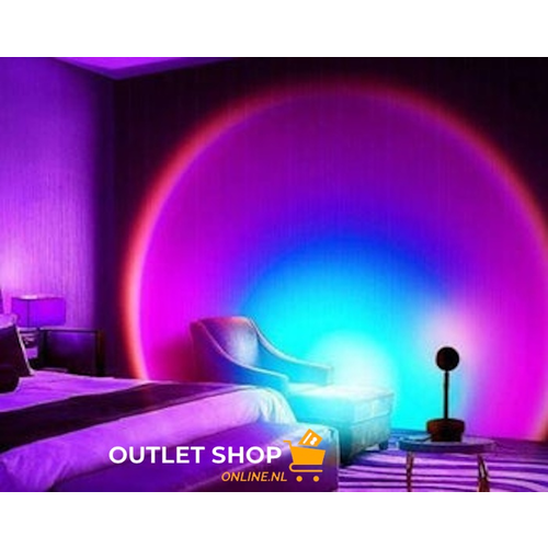 Outletshoponline.nl Sunset RAINBOW lamp - tafel projectielamp zonsondergang - USB kabel - Rainbow licht - sfeerverlichting