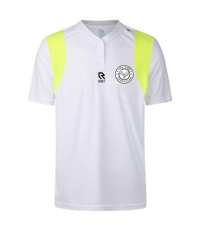 TPV TIOS T-shirt Robey Henley Teem wit-yellow