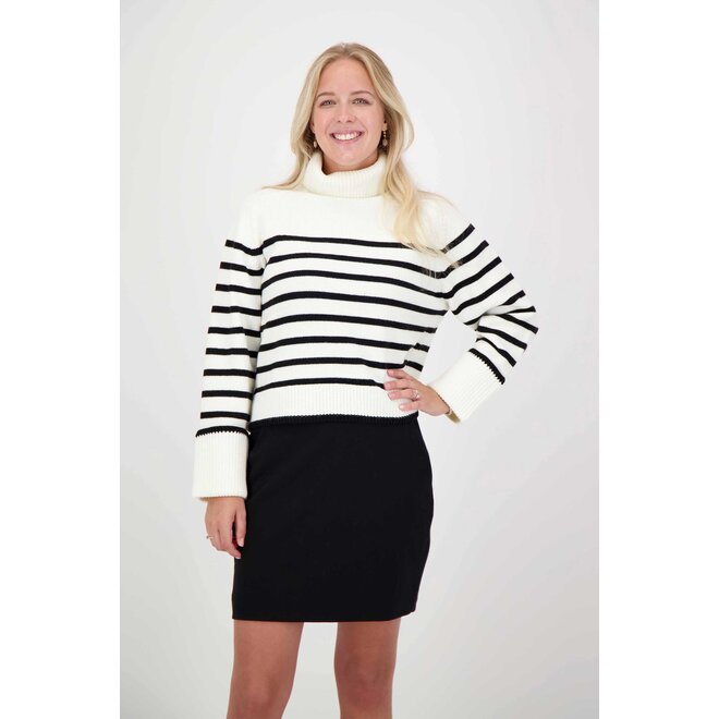 Co'Couture - Mero Crop Stripe Knit - Ecru/Black