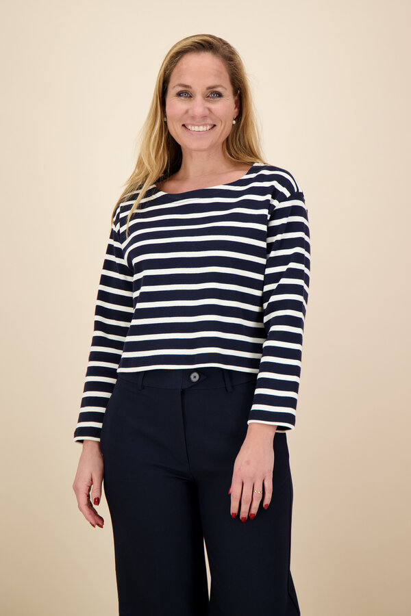 Co'Couture - Classic Strip Crop Sweat - Navy