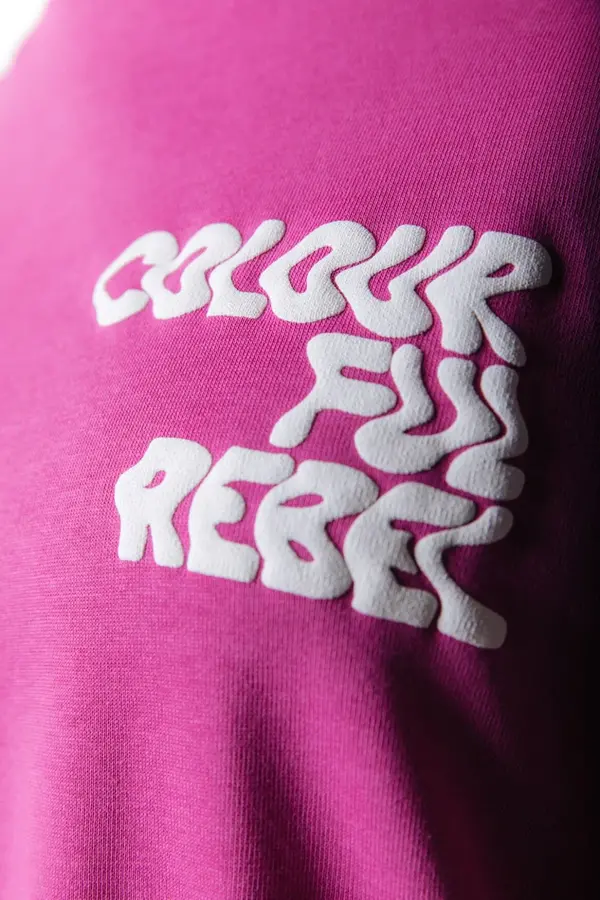 Colourful Rebel - Logo Wave Oversized Tee - Fuchsia