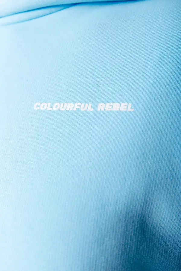 Colourful Rebel - Big Flower Clean Oversized Hoodie - Light Blue