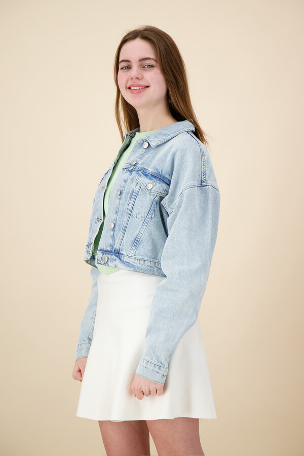 Colourful Rebel - Ornel Cropped Denim Jacket - Light Blue Denim