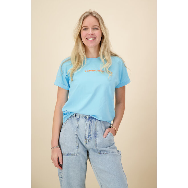 Colourful Rebel - Uni Logo Boxy Tee - Light Blue