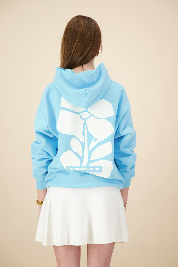 Colourful Rebel - Big Flower Clean Oversized Hoodie - Light Blue