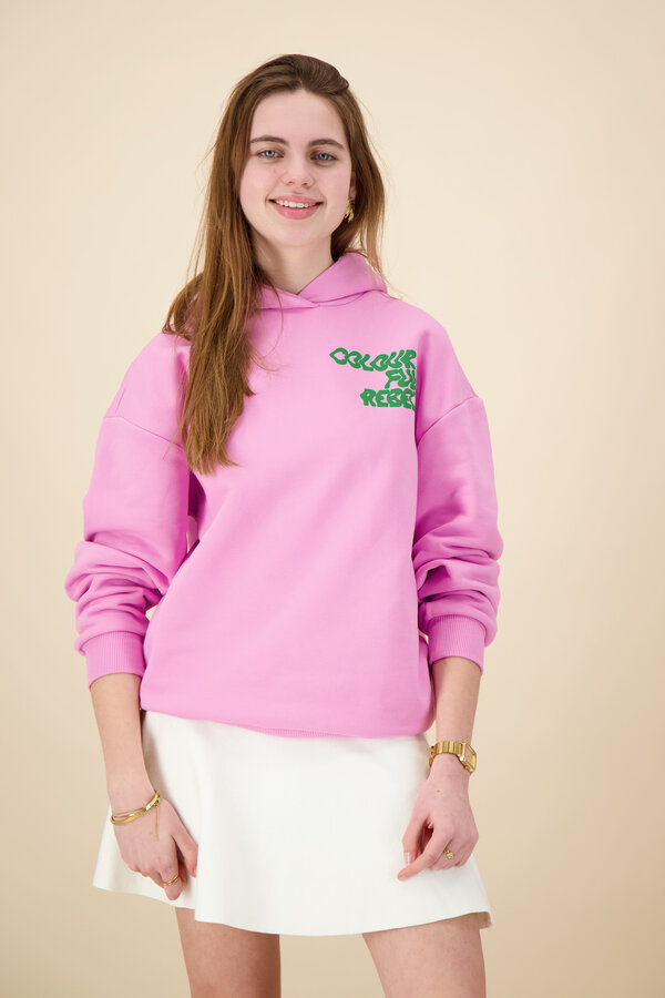 Colourful Rebel - Logo Wave Clean Oversized Hoodie - Candy Pink