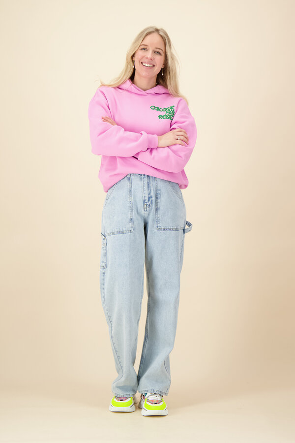 Colourful Rebel - Logo Wave Clean Oversized Hoodie - Candy Pink