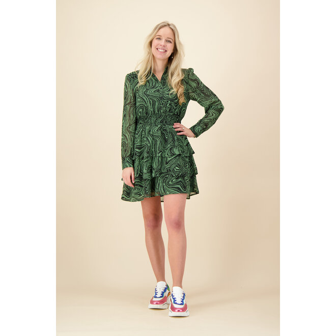 Colourful Rebel - Sacha Liquid Paint Shirt Dress - Soft Green