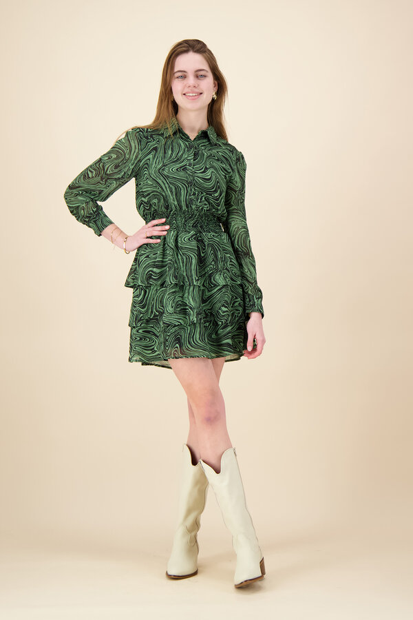 Colourful Rebel - Sacha Liquid Paint Shirt Dress - Soft Green