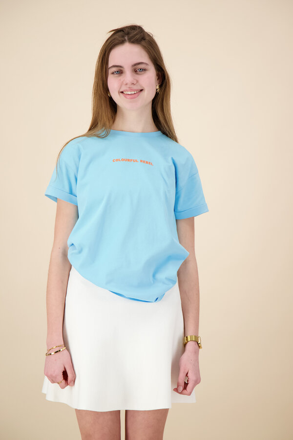 Colourful Rebel - Uni Logo Boxy Tee - Light Blue