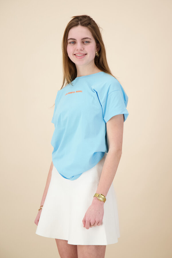 Colourful Rebel - Uni Logo Boxy Tee - Light Blue