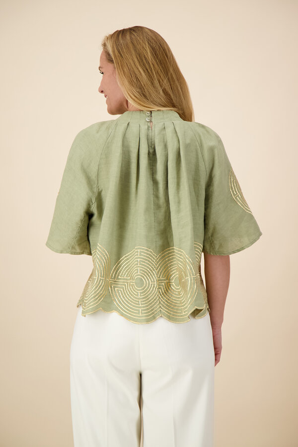 Greek Archaic Kori - Blouse Short Sleeve - Tea/Gold