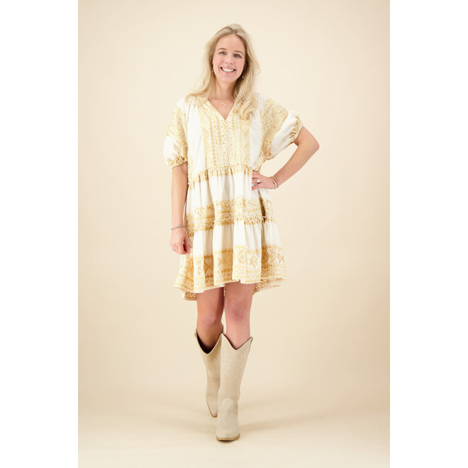 Greek Archaic Kori - Blouse Dress - Natural/Gold