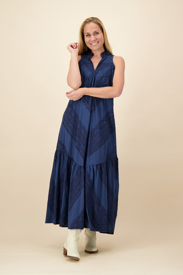 Greek Archaic Kori - Sleeveless Dress - Navy Blue Total