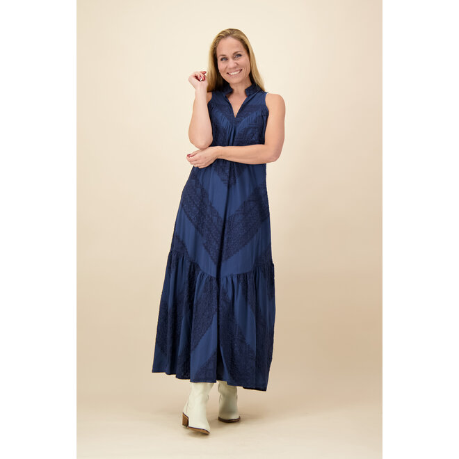 Greek Archaic Kori - Sleeveless Dress - Navy Blue Total