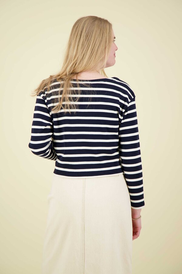 Co'Couture - Classic Strip Crop Sweat - Navy