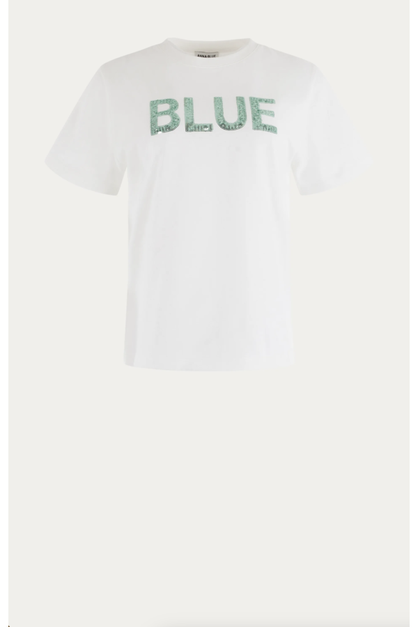 Anna Blue - Logo Sequin Shirt - Off White