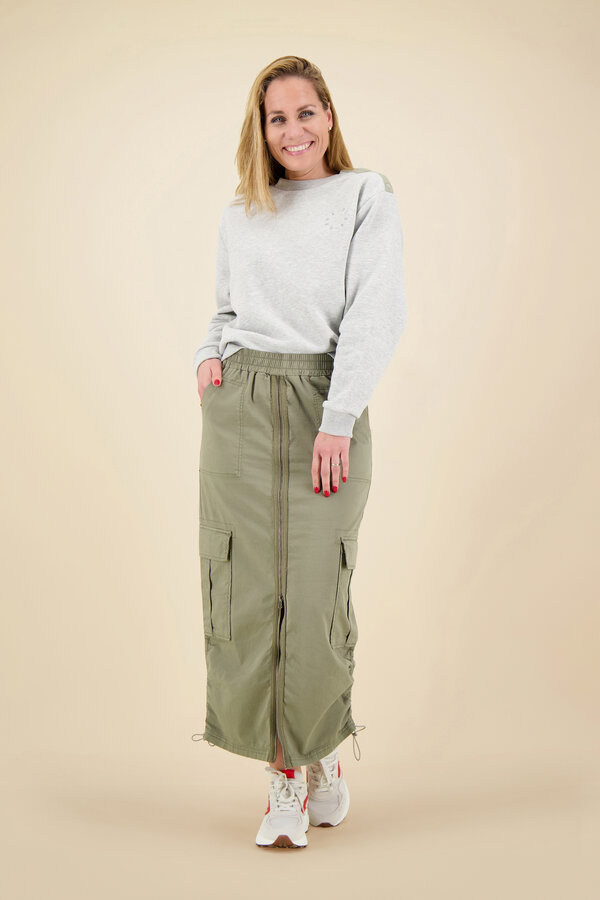 Anna Blue - Sandy Cargo Skirt - Olive Solid