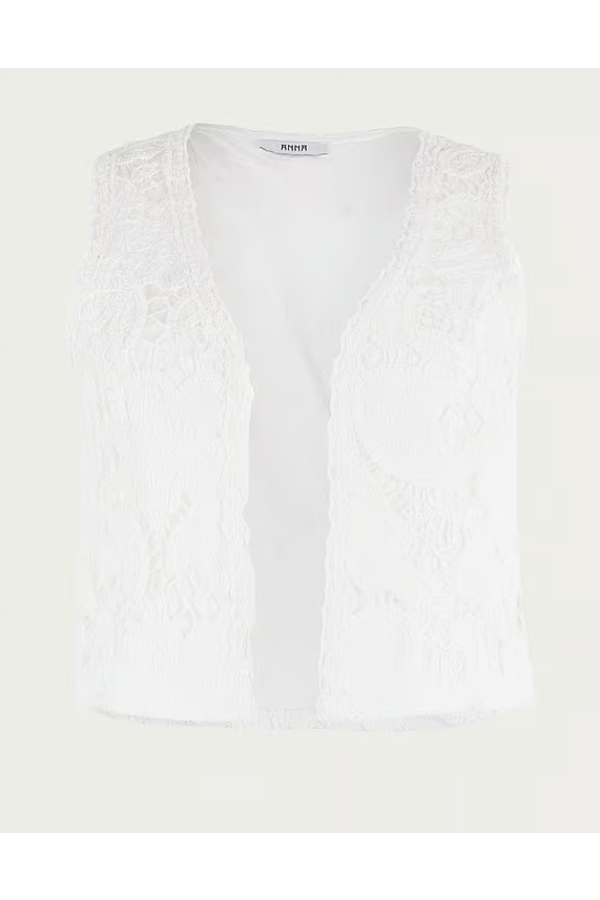 Anna - Kanten Gilet - Off White