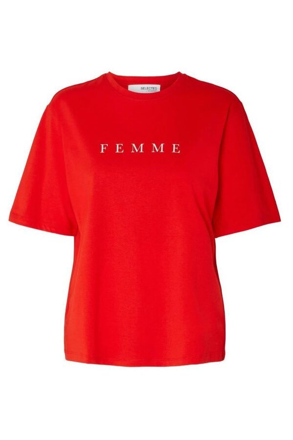 Selected Femme - Vilja T-Shirt - Flame Scarlet/Bright White