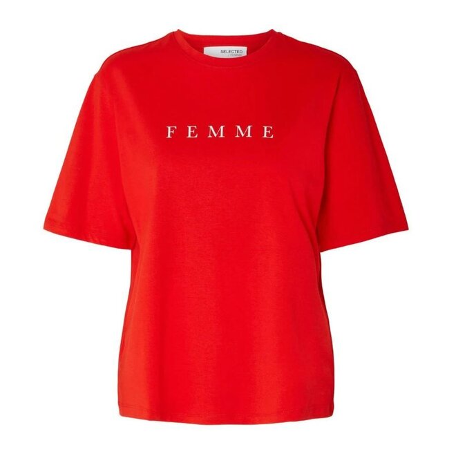 Selected Femme - Vilja T-Shirt - Flame Scarlet/Bright White