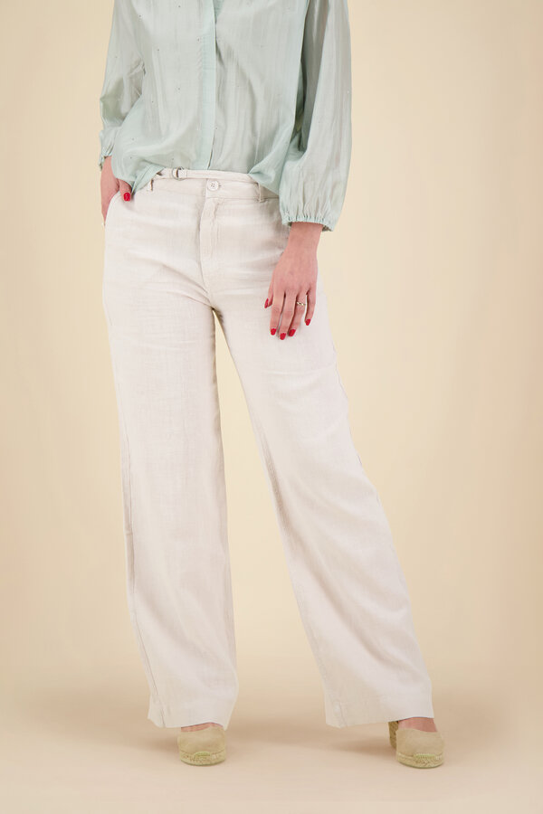 Anna Blue - Wide Pants - Sand Solid