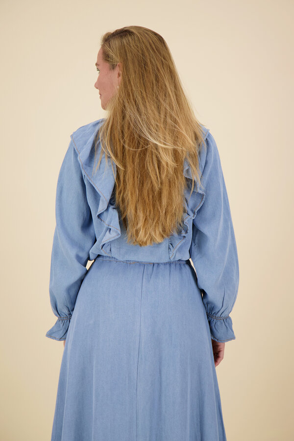 CoCouture - Frill Tie Blouse - Denim Blue